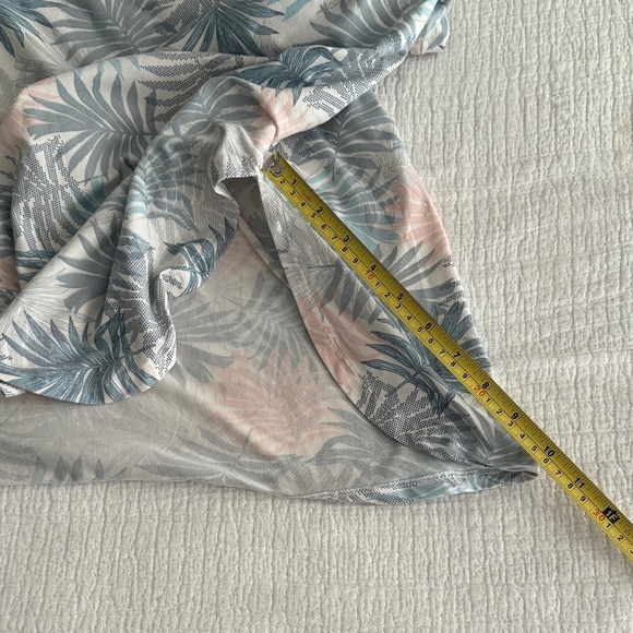 Tahari Blue and Pink Palm Leaf Print Midi Dress - Picture 7 of 10
